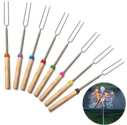 Telescoping Marshmallow Dog Roasting Sticks Stainless Steel BBQ Tools SkewersExtending Roaster With Wooden Handle2735594