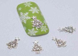 10pcs New White Rhinestone Tree 3d Metal Alloy Nail Art Decorationcharmsstudsnails 3d Jewelry20197574199