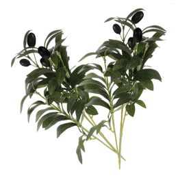 Decorative Flowers 2 Pcs Artificial Olive Leaf Faux Branches Desktop Plant Greenery For Vase Simulated Greeney