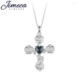 Necklace Earrings Set 2024 Rose Cross Necklaces For Women 925 Sterling Silver Chain And Zirconia Charms Fine Gold Plated Jewellery