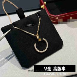 Cartre High End jewelry necklaces for womens V Gold full diamond necklace thick plated with 18K diamond inlaid CNC carved pendant with collarbone chain with real logo