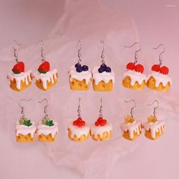 Dangle Earrings 1pair Fun Food Play Cute Simulation Cheese Fruit Cake Children's Girl Heart Hook Jewelry