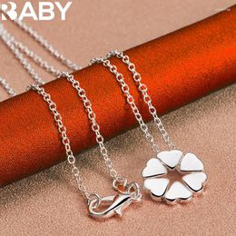 Pendants 925 Sterling Silver Heart Six Leaved Grass Pendant Necklace For Women 18-30 Inch Chain Fashion Charms Jewellery Sweet Accessories