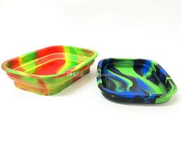 Colourful Silicone ashtray Folded Tray For Rolling Papers dab tools silicone mat 3 styles Smoking Accessories7940429
