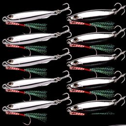 Baits Lures 10Pclot Metal Cast Jig Spoon 10G 15G 20G 30G 40G Set With Hook Casting Jigging Fish Sea Bass Fishing Lure Artificial Bait Otsjf