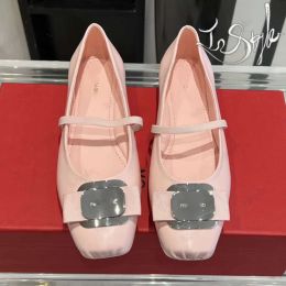 Shoes New Vara Plate Ballet Flat SF Designer Women Shoes Pink Loafers Casual Dress Suit Footwear Brand Salvatoity Slip On Size EUR 3540
