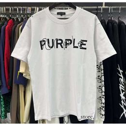 Purple Shirt Couple Top Quality 24ss Summer Loose Fashion Purple Brand T Shirt Men Women Inset Crewneck Collar Regular Fit Cotton Print Tops US S-xl More Color 234