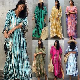 Cotton Tie DyeD Dress Loose Robe Beach Vacation Bikini SwimSuit Outer Cover Sun Protection Shirt For Women