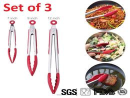 Premium Tongs Set 12quot 9quot 7quot Heavy Duty Stainless Steel Kitchen Tongs BBQ Tong Cooking Salad Tongs with Silicon2619791