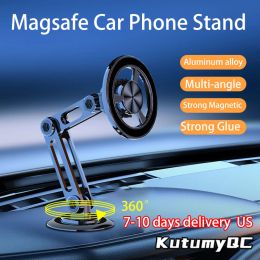 Stands Magsafe 720 Rotate Metal Magnetic Car Phone Holder Foldable Phone Stand Air Vent Magnet Mount GPS Support For All phone