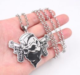 GNAYY Men Hip-Hop Jewellery Black Polished pure Stainless Steel ICP Skull un pendant necklace 4mm 30 inch rolo chain7109685