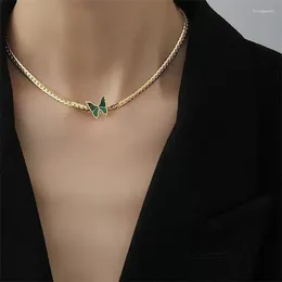 Choker 2024 Trendy Titanium Steel Gold Plated Rhinestone Butterfly Necklace Women Jewellery Gift