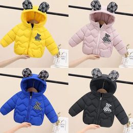 Jackets Boys Girls Hooded Outerwear Winter Autumn Thin Warm Coats Kids Casual Cartoon Print Children Clothes Overcoat 1-5Y
