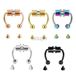 Body Arts Fake Piercing Nose Ring Hoop Septum Non Piercing Nose Clip Rock HipHoop Stainless Steel Magnet Fashion Punk Body Women Jewelry d240503