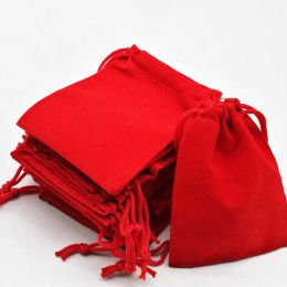 7x9cm Velvet Drawstring Pouch Bag/Jewelry Bag Christmas/Wedding Gift Bags Black Red Pink Blue 4 Colour Wholesale 11 LL