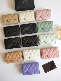 Purses Luxury C Wallet Designer Women Card Holders Fold Flap Classic Pattern Caviar Lambskin Wholesale Black Lady Small Mini Wallets Pure