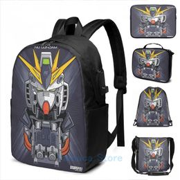 Backpack Funny Graphic Print Nu Gundam USB Charge Men School Bags Women Bag Travel Laptop