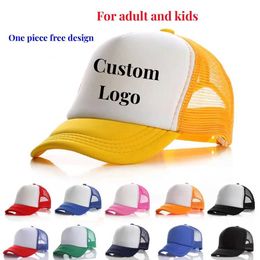 Ball Caps Custom Brand Personality DIY Print Trucker Hat For Kids Net Baseball C Men Women Blank Mesh Adjustable Sun Hat Visor J240506