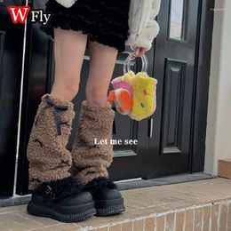 Women Socks Women's Gothic Harajuku Punk Lolita Y2K Spicy Girls Lamb Hair Bow Sock Set Cute Fur Medium Tube Pile Leg Warmer Cover