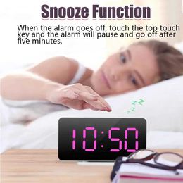 Desk Table Clocks Digital Alarm Clock LED Mirror Table Clock Snooze Display Time Night Light Desktop USB Alarm Clock Home Decor Gifts for Children