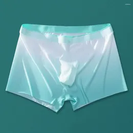 Underpants Men Briefs Gradient Colour Ice Silk Mid-rise Underwear U-convex Slim Fit High Elasticity Panties Male Intimates Wear For Daily