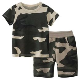 Clothing Sets Kids Clothes Set For Baby Boys Camouflage Tops Pants 2PCS Short Sleeve Cotton Costume Tracksuit Outfits Set 2024 SummerL2405