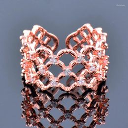 Cluster Rings SINLEERY Korean Fashion For Women Cubic Zirconia Ring Trend Rose Gold Silver Color Wedding Accessories