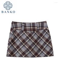 Skirts Women's Plaid Skirt Harajuku Y2k Short Korean Style Vintage Japanese Sexy A-Line Mini Girl 90s Summer Clothes 2024