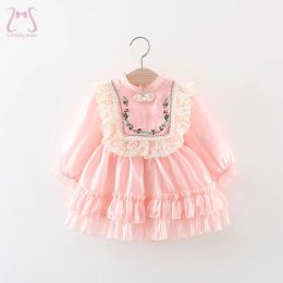 Dresses Autumn Winter Baby Girl Court Dresses Long Sleeve Children's Clothes Lace European And American Style Kids Costume 0 To 3 Years