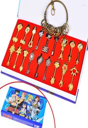 Pendant Necklaces 18pcsset Anime Fairy Tail Lucy Heartfilia Sign Of The Zodiac Metal Keychain Necklace Gold Key Ring Accessiories7603817