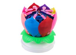 Innovative Party Cake Topper Musical Lotus Flower Rotating Happy Birthday Candle W 8 Small Candles C190419018709762