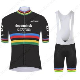 Men's World Cycling Clothing Quick Step Julian Alaphilippe Jersey Set Road Race Bike Suit Maillot Cyclisme Racing Sets 244O