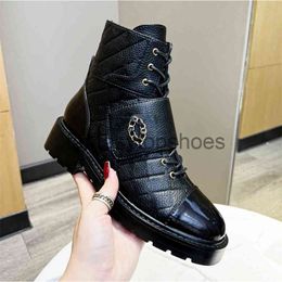 Chanelllies Shoes Channeles layer Boots Designer 2023 new first cowhide high top shoes tied round head thick sole casual fashion shoes tide Martin station F6FL