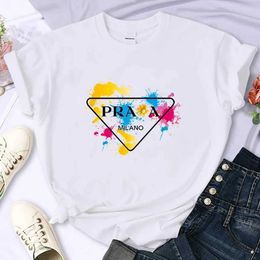 Women's T-Shirt Creativity Luxury for Womens High Quality Summer Printing T-shirt 100% Cotton Casual Transition Y2k Personalised Sleeves O-NeckL2405