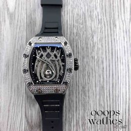 Luxury watch Date Mens Business Fashion Trend Fully Automatic Mechanical Milles Watch Refined Steel Full Diamond Luminous Wine Barrel Richa