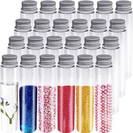 Storage Bottles 24 Pcs 110Ml Test Tubes Clear Plastic With Caps Flat-Bottomed Bath Salt Containers For Candy Gumball