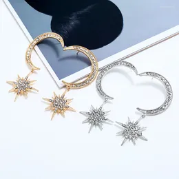Dangle Earrings Fashion Simple All-match Crystal Rhinestone Ornament Eardrop Women's Crescent Shiny Star Pendant Personality Jewelry