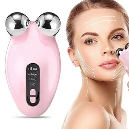 EMS Facial Massager Roller Microcurrent Lifting Machine V Skin Rejuvenation AntiWrinkle Beauty Device 240430