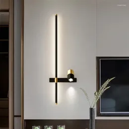 Wall Lamp Minimalist Black Sconce Light Bedroom Bedsides With Spotlight Modern Nordic Led Living Room Aisle Indoor Decor Lights