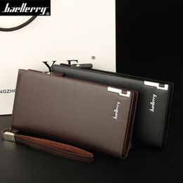 Brand Designer Baellery New Mens Wallet PU Leather Long Wallet Men for Cellphone Card Holder Clutch Bags Zipper Wallets Black Brown Pur 249a