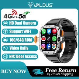 Watches Valdus 4G PGD Android Smart Watch Men GPS 16G/64G ROM Storage 200W+800W HD Dual Camera SIM Card WIFI NFC Video Calls