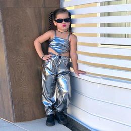 Clothing Sets 2024 Summer Girls Clothes Sleeveless Camisole Crop Tops Jogger Pants Children's Casual For 2-7 Years