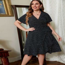 Basic Casual Dresses Free delivery of womens dresses sexy deep V black spring and summer oversized dresses singularity plus size womens clothingL240521