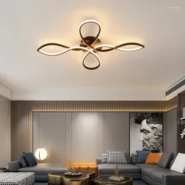 Ceiling Lights 2024 RC Black/Gold Modern Led Chandelie For Living Room Bedroom Study Dimmable Lamp Fixtures