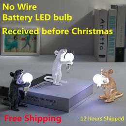 Table Lamps 2024 Mouse Lamp Portable Wireless Battery LED Bedside Animal Night Light Gift Kawaai Cute Desk