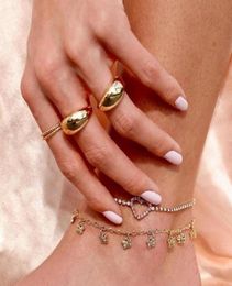 Whole High Polished Open Adjust Size Gold Silver Color Chunky Dome Ring For Women Cluster Rings2689463