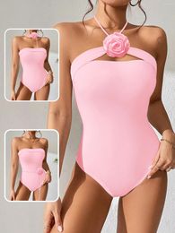 Women's Swimwear BIKINX Team Bride Swimsuit Pink Bathing Suit Women One Piece Sexy Tummy Control Korean Style Beachwear Luxury