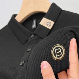 Men's Polos Luxury Cotton Polo Shirt Short Sleeve Lapel T-shirt Letter Embroidered Korean2024 Fashion Casual Glof Men Clothing