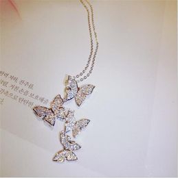 New Arrival Classical Fashion Jewellery 925 Sterling SilverRose Gold Fill Pave White Sapphire Diamond Butterfly Pendant8690360