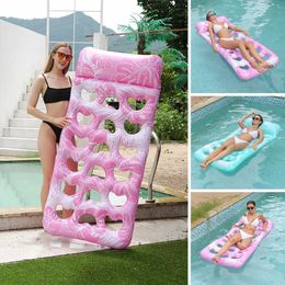 Headrest Inflatable Swimming Pool Floats Portable Floating Lounger Air Mattresses Bed Water Sleeping for Kids Adult 240506